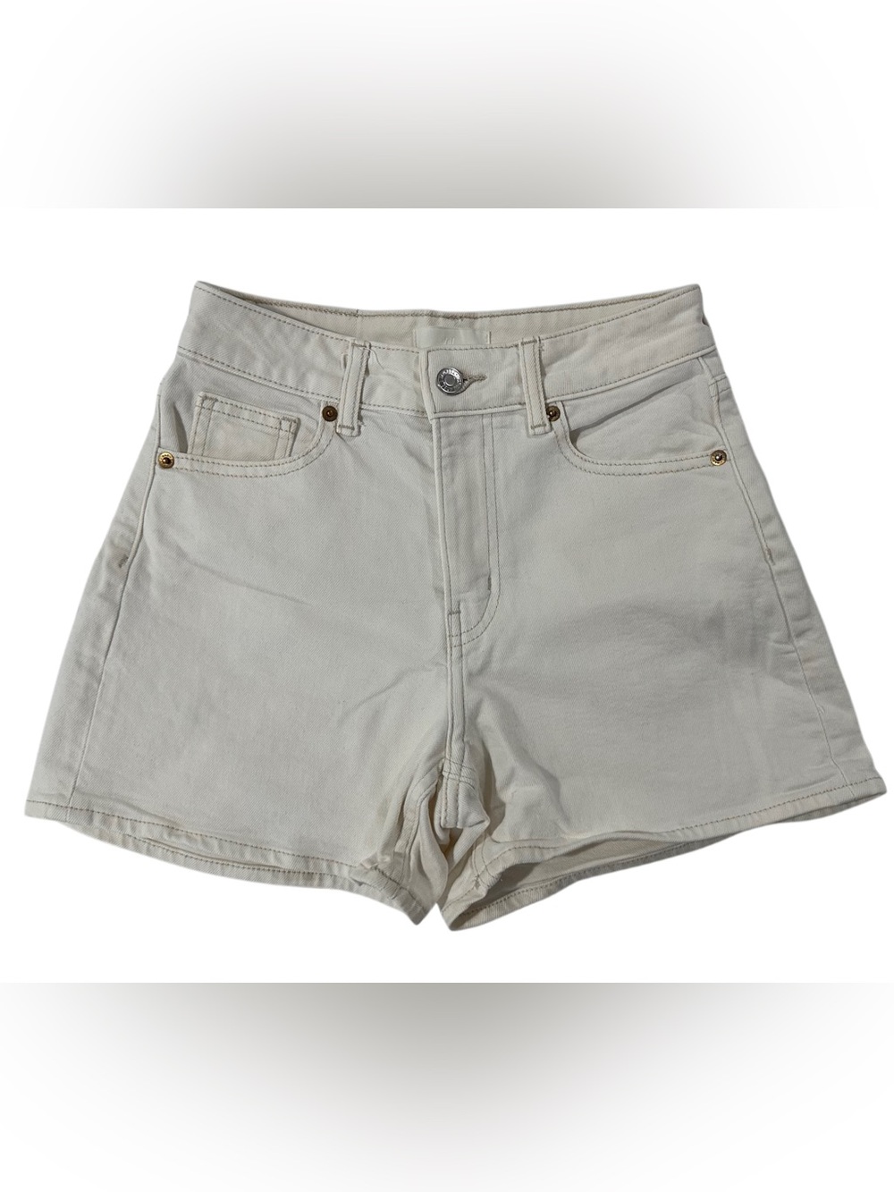 H&M Cream High Rise Denim Shorts Size 2 Summer Casual